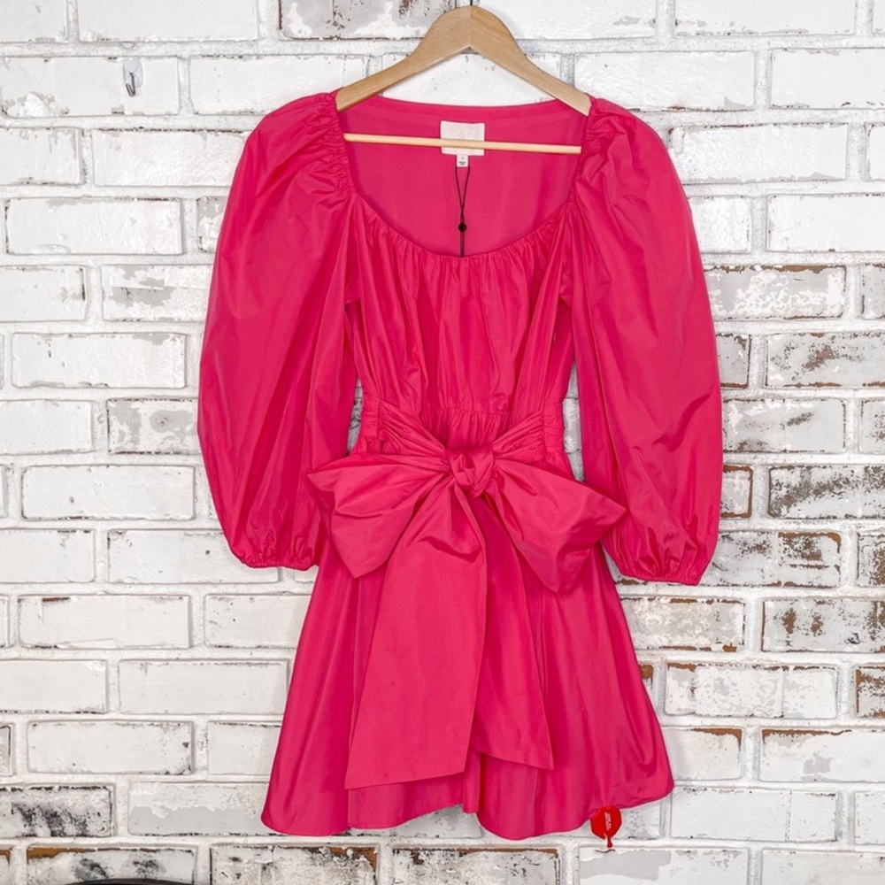 Cinq a Sept Delilah‎ Pink Azalea Puff Sleeve Mini Dress 2